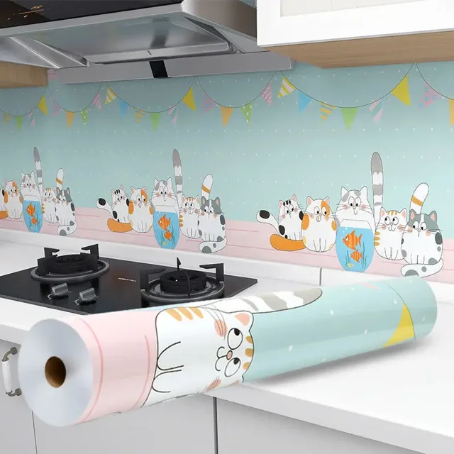 Kitchen Stove Oil-proof Sticker Waterproof High Temperature Resistant Wallpapers Kitchen Decoration Self Adhesive Contact Paper