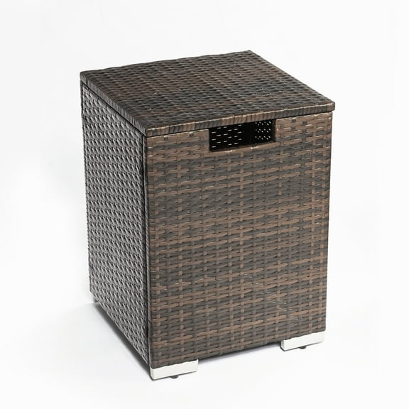 E-Western Rattan Propane Tank Cover Gas Cylinder Outdoor Wicker Cover Brown Garden Heating Accessory