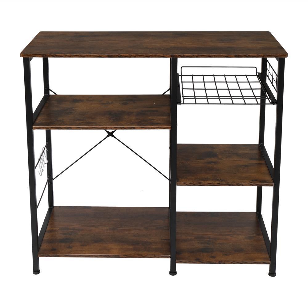 SalonMore Bakers Rack, Kitchen Utility Storage Shelf, Microwave Oven Stand Table, Microwave Cart, Coffee Bar Table, Multi-purpose Workstation, Kitchen Organizer, Rustic Brown - image 2 of 7