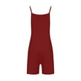 thumbnail image 4 of Xihbxyly Jumpsuits for Women Casual Womens Summer Casual Sleeveless Rompers Loose Spaghetti Strap Shorts Jumpsuit Linen Scoop Neck Wide Leg Jumpsuit with Pockets Red L #1, 4 of 5