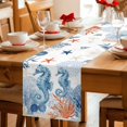 thumbnail image 5 of Blue Red Seahorse Coastal Table Runner 72 Inches, Summer Beach Coral Nautical Bed Runner Dresser Scarves Tabletop for Indoor Outdoor Parties/Ceremony/Banquet, 18" x 72", 5 of 9