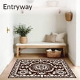 thumbnail image 3 of ODIKA 6'x9' Machine Washable Non-Slip Area Rug, Celestial Starburst Interlocking Filigree Vintage High Traffic Rug, Brown, 657625, 3 of 7
