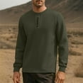thumbnail image 2 of KeShDi Dress Shirts for Men Oversized Tshirts for Men Men's Solid Color Long Sleeved Round Neck Warm Fleece Pullover Sweatshirt Army Green 3X, 2 of 5