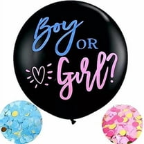 Gender Reveal Confetti Balloon 36 Inch Big Black Balloons with Pink and Blue Confetti