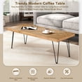 thumbnail image 3 of Kidkapers Ash Wood Finished 43" Coffee Table: Center Table with Chevron Pattern & Metal Hairpin Legs - Perfect for Living Room, Bedroom, 3 of 5