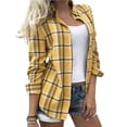 thumbnail image 4 of ClodeEU Women's Collared Button Down Long Sleeve Plaid Shirt,Casual Shacket with Chest Pocket ,Women's Plus L, 4 of 6