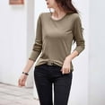 thumbnail image 5 of Antinious Women Plus Size Solid Crewneck Long Sleeve Thermal Underwear Tops,Fall Winter Savings!Sweatshirt for Women,Going Out Tops for Women,Khaki,S, 5 of 5