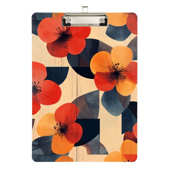 FORMRS Acrylic Clipboard with Low Profile Clip Standard A4 Letter Size, 12.5" x 9", Flowers Pattern