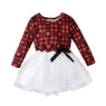 thumbnail image 1 of HBFAGFB Robes d'Été pour Fille 2024 Confortables à Carreaux Manches Longues Robe Mignonne Jupe en Maille Rouge Taille 90, 1 of 4