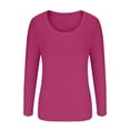 thumbnail image 4 of Timegard Womens Going out Tops Ribbed Square Neck Long Sleeve Slim Tee Fall Casual Tops Undershirts, 4 of 5