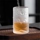 thumbnail image 5 of Vaso pequeño de vidrio esmerilado, bonito vaso con relieve de gato caqui for leche, zumo y té, 120 ml, 5 of 7