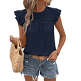 thumbnail image 1 of Top de Cuello Redondo y Mangas para Mujer, Azul Marino, Talla XL, 1 of 5