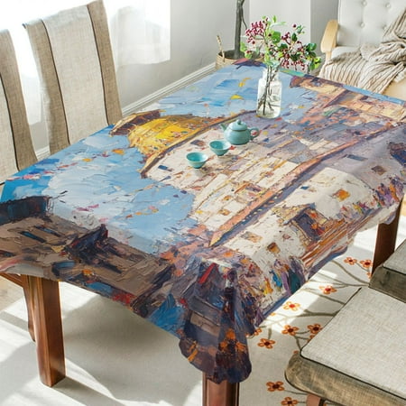 

BZSMCE Square Tablecloth Swayambhunath Tower Painting Pattern Tableclothes