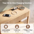 thumbnail image 3 of Innovar 47" Modern Fluted Sofa Table with Power Outlets - Curved Console Table W/Open Storage Shelf & 2 Drawers, Narrow Entryway Tables for Living Room, Hallway,Entrance,Nature, 3 of 9