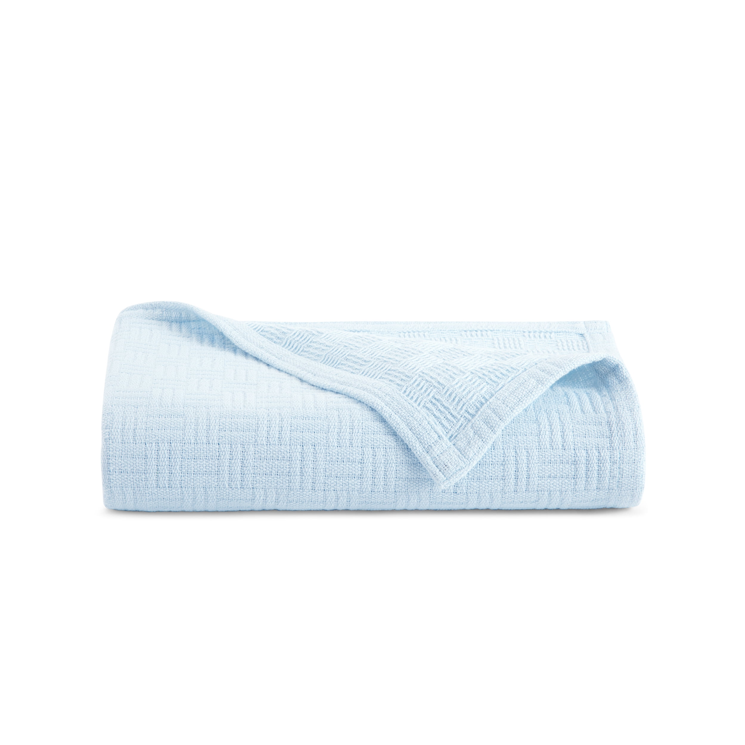 Host & Home 100% Cotton Basketweave Throw, Lightweight Blanket, 300GSM, 50x70, Light Blue