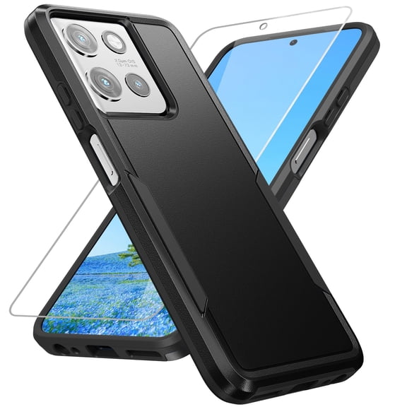 Heavy Duty Phone Case compatible with Motorola Moto G 2025/Moto G 2026/Moto G Play 2026, Military Grade Drop Tested Rugged Shockproof Cover with HD Screen Protector, Black