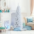 thumbnail image 3 of Costway 5ft Unlit Artificial Slim Pencil Christmas Tree with Metal Stand White, 3 of 10