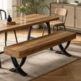 thumbnail image 2 of Fnova 55" Entryway Bench, Farmhouse Long Shoe Bench, Backless Wooden Seat for 2-3, End of Bed Stool with Metal X-Shaped Legs, Kitchen Table Seat Dining Seat for Entryway, Hallway, Living Room, 2 of 17