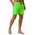 thumbnail image 4 of Pantalones cortos de verano para hombres INSPIRE CHIC, sólidos, con cintura elástica y cordón, pantalones cortos de surf de 34 pulgadas, verde brillante, 4 of 6