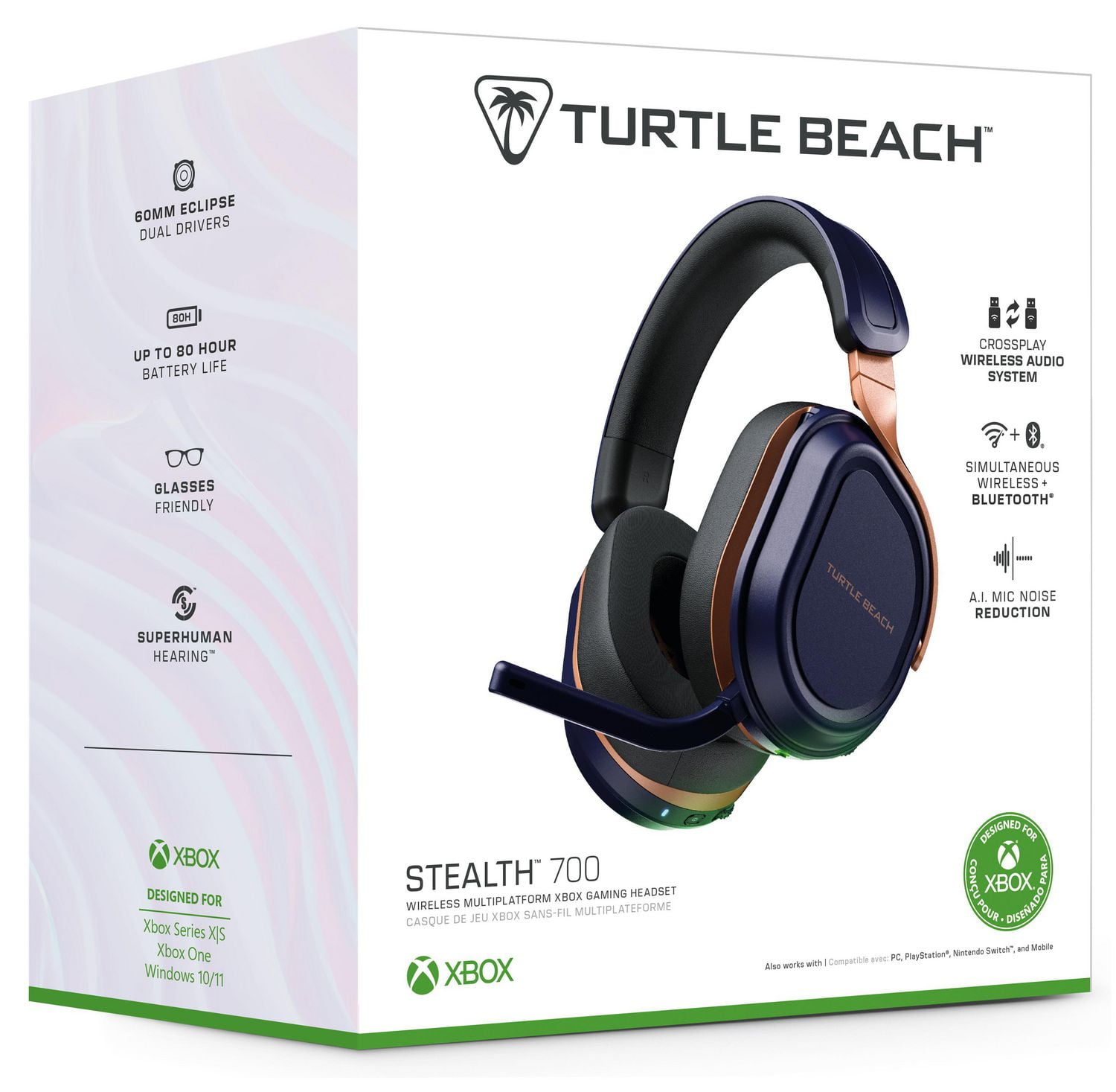 Turtle Beach® Stealth™ 700 – Cobalt Blue Xbox® Series X|S, Xbox® One, PC, PS5™, PS4™, & Bluetooth® Equipped Mobile Devices including Steam Deck™