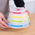 thumbnail image 3 of ER 3 Piezas Tazón de Camping Plegable Amarillo Azul Verde, Caja de Almuerzo Plegable de Silicona con Tapa Tazón Ensaladera Retráctil Plegable Contenedores de Alimentos para Cocina Acampar al Aire Libre Senderismo 400ml oso de fresa Electrónica, 3 of 5
