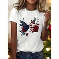 thumbnail image 1 of Women'S white T-shirt Patriotic Eagle and Flag Print T Shirt High Quality Casual Short Sleeves Round Neck Comfortable Classic Fit Gift Suitable for Daily Wear 220g, 1 of 7