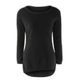 thumbnail image 2 of Plus Size Fuzzy Tunic Sweaters Womens Soft Plush Long Sleeve Pullover Crewneck Faux-fur High Low Hem Trendy Tops (5X-Large, Black), 2 of 5