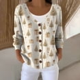 thumbnail image 2 of Kaondbfi Cardigan for Women, Printed Women's Casual Button Cardigan with V Neck and Thick Needle Hole Stripe Womens Winter Coat, 2 of 4