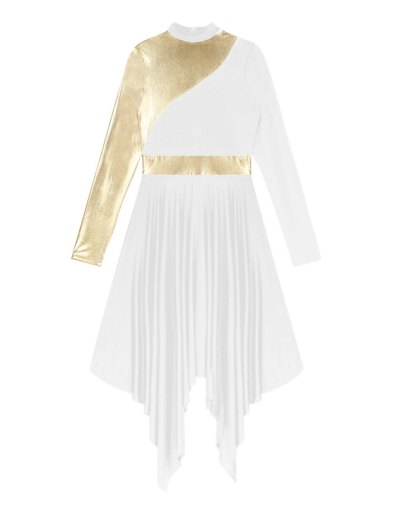 Linjinx Womens Metallic Gold Color Block Long Sleeve Praise Dance Dress Asymmetrical Hem Liturgical White M - Walmart.com Linjinx Womens Metallic Gold Color Block Long Sleeve Praise Dance Dress Asymmetrical Hem Liturgical White M - Walmart.com