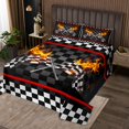 thumbnail image 2 of Erosebridal Checkered Flag Bedspread Sets King Size, Racing Car Coverlet Set King, Square Geometry Bed Quilt, Microfiber Room Decor, 3-Piece, 2 of 5