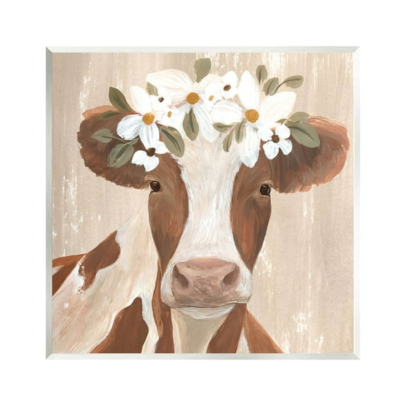 Rustic Cow Portrait Flower Blossoms Animals & Insects Graphic Art Unframed Art Print Wall Art