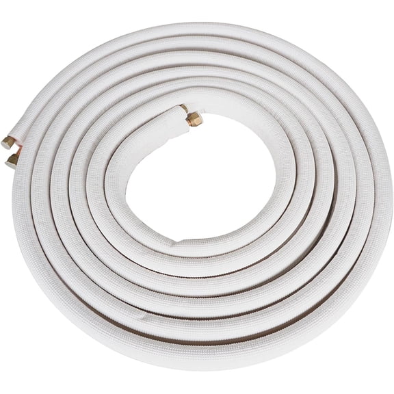 25 FT Air Conditioning Copper Hose Hose Extension, 3/8 and 1/4 Inch Thickened Insulation Cotton Fit for Mini Split Air Conditioner with Nuts