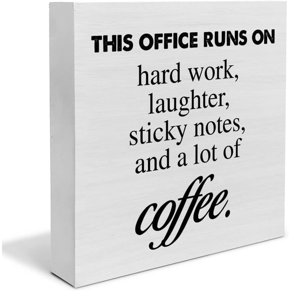 Zomyto 7"x7" Country Office Coffee Wood Box Sign Decor Desk Sign Co-Worker Wooden Box Block Sign