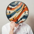thumbnail image 6 of Yayeee Wall Clock Battery Operated 9.5" Silent Non-Ticking for Living Room, Beige Abstract Wavy, 6 of 8