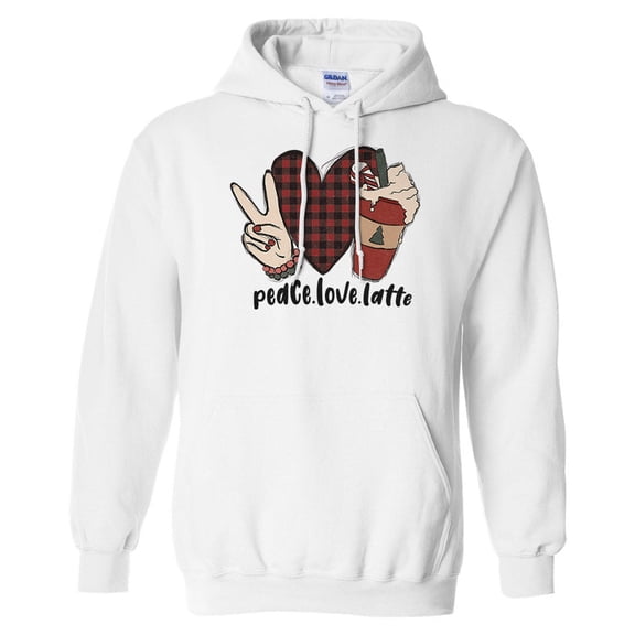 Peace Love Latte Hoodie Sweatshirt Unisex Large White