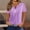 Purple, variant on Fesfesfes Women's Solid Color T-Shirt With Button-Front Lace Patchwork Short Sleeved Loose Tops V-Neck Summer Casual Blouse Summer (Purple,S)