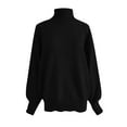 thumbnail image 3 of DuoJiaJ Women's Sweater Loose Turtleneck Sweater Warm Solid Pullover Knitwear Basic Women Tops Autumn Winter Sweaters For Women Clearance Black L, 3 of 4