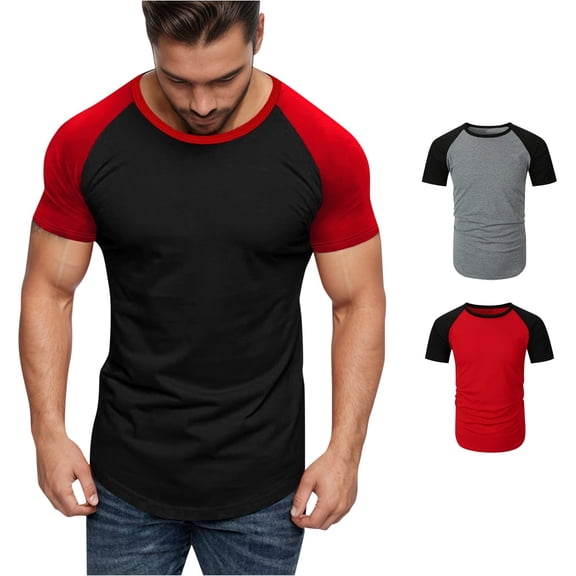 XIAONU Raglan Short Sleeve T-Shirt for Men Crew Neck Everyday Casual Tees Tops