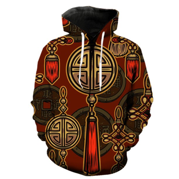 Sudadera con capucha y cremallera de estilo japonés para hombre, diseño de gato y dragón que busca la fortuna, de gran tamaño, con estampado 3D, para adolescentes, ropa de calle de manga larga