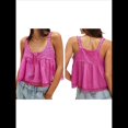 thumbnail image 3 of Camiseta Sin Mangas con Ribete de Encaje para Mujer, Estilo Y2K, con Lazo Frontal, Semitransparente, , Sin Mangas, con Cuello Redondo y Holgada. Rosa L, 3 of 9