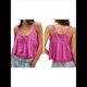 thumbnail image 3 of Camiseta Sin Mangas con Ribete de Encaje para Mujer, Estilo Y2K, con Lazo Frontal, Semitransparente, , Sin Mangas, con Cuello Redondo y Holgada. Rosa M, 3 of 9
