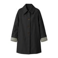thumbnail image 7 of Levmjia Women's Casual Trench Coat Lapel Collar Long Sleeve Button Down Plaid Lined Jacket Fall Fashion Outerwear with Pockets, 7 of 7
