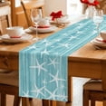 thumbnail image 5 of Teal Coastal Table Runner 60 Inches, Summer Ocean Waves Ombre Sea Starfish Bed Runner Dresser Scarves Tabletop for Indoor Outdoor Parties/Ceremony/Banquet, 13" x 60", 5 of 9