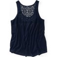 thumbnail image 2 of Aeropostale Womens Solid Lacey Neckline Back Tank Top, Azul, X-Large Aeropostale Camiseta sin mangas, 2 of 2
