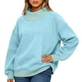 thumbnail image 5 of Lumtrix Mock Neck Sweatshirt Women Oversized Pullover Sweatshirts No Hood Plain Long Sleeve Turtleneck Tops Fall Winter Clothes Sky Blue XL, 5 of 5