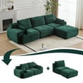 thumbnail image 3 of Weetoo 3-Seater Sectional Sofa , Corduroy Upholstery Sleeper Loveseat Large Couches with Pillows, 3 of 9