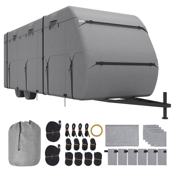 KFFKFF Protecteur de Camping, Bouclier de Véhicule Récréatif 22-24 Pieds, Matériau Respirant à Quatre Couches, Résistant à l'Eau, Durable contre le Vent et les Déchirures, Protection Classe A, Inclut Sac de Transport, Patchs de Fixation