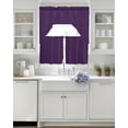 thumbnail image 3 of Solid Color Swag Valance and Tier Curtains Set Purple Kitchen Curtains 3 Piece Set Rod Pocket Panels for Bedroom Cafe Swag Valances and 24 inches Tiers, 3 of 6