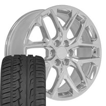 OE Wheels CV62 22 Inch Rims and Tires Fit Silverado 1500 Style 6x139.7 22x9 Chrome - Hollander 14078 - iMove GEN 2 SUV 285/45-22 (Set of 4)