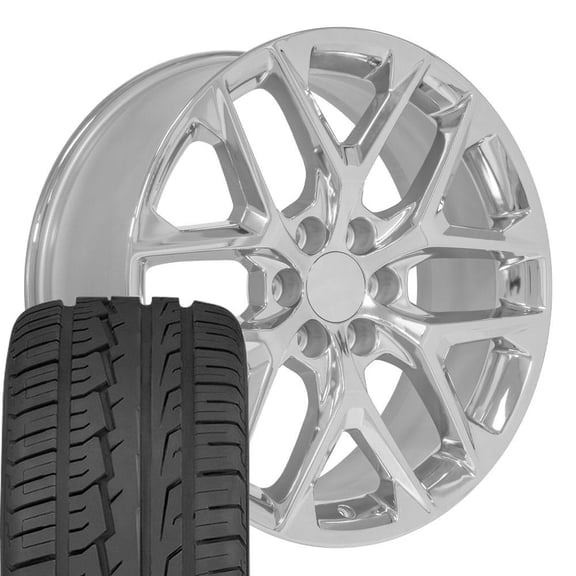 OE Wheels CV62 22 Inch Rims and Tires Fit Silverado 1500 Style 6x139.7 22x9 Chrome - Hollander 14078 - iMove GEN 2 SUV 285/45-22 (Set of 4)